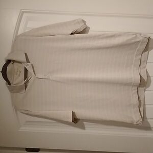 Tan with white stripe polo golf shirt